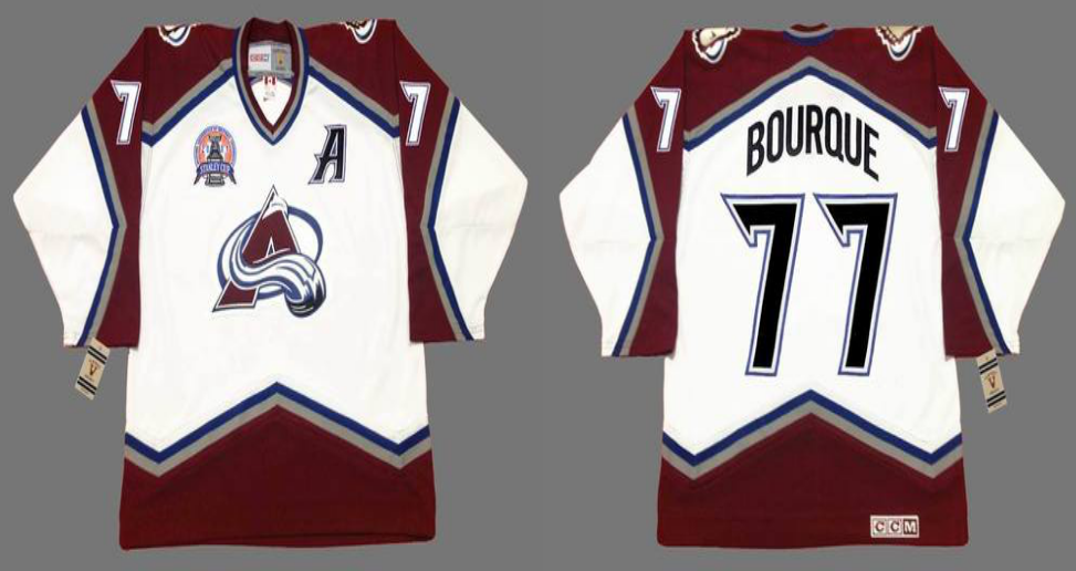 2019 Men Colorado Avalanche 77 Bourque white CCM NHL jerseys